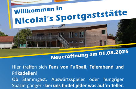 Neueröffnung Sportgaststätte am 01.08.2025